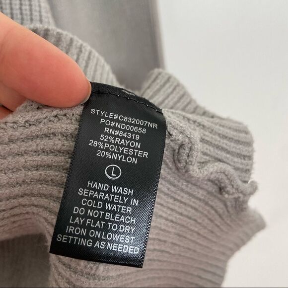 Nordstrom Devotion by Cyrus Cowlneck Ribbed Tunic Sweater Putty Grey Size Large - Picture 5 of 5
